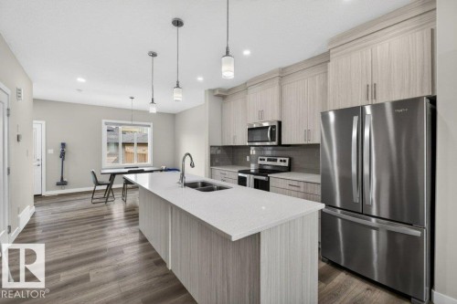 5052 Chappelle Road, Edmonton, AB - Indoor Photo Showing Kitchen With Stainless Steel Kitchen With Double Sink With Upgraded Kitchen