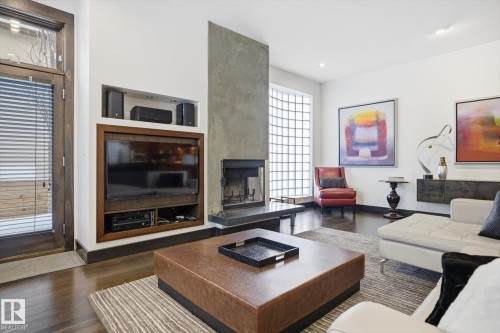 9012 98 Street, Edmonton, AB - Indoor Photo Showing Living Room With Fireplace