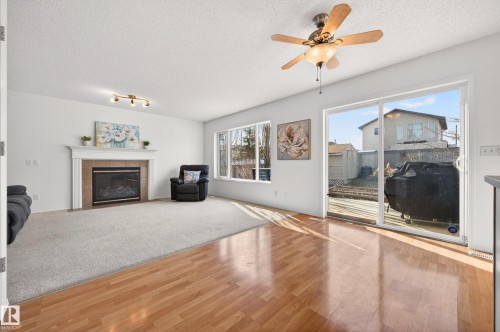 19019 49 Avenue, Edmonton, AB - Indoor Photo Showing Living Room With Fireplace