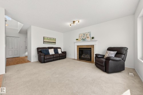 19019 49 Avenue, Edmonton, AB - Indoor Photo Showing Living Room With Fireplace
