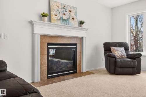 19019 49 Avenue, Edmonton, AB - Indoor Photo Showing Living Room With Fireplace