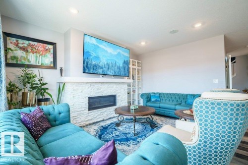 1603 158 Street, Edmonton, AB - Indoor Photo Showing Living Room With Fireplace