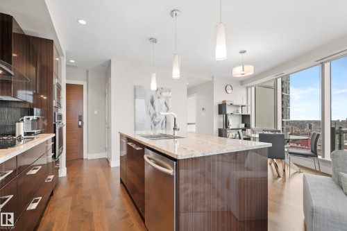 1901 11969 Jasper Avenue, Edmonton, AB - Indoor Photo Showing Kitchen With Upgraded Kitchen