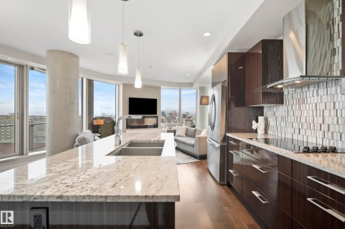1901 11969 Jasper Avenue, Edmonton, AB - Indoor Photo Showing Kitchen With Upgraded Kitchen