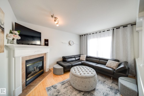 3716 160A Avenue, Edmonton, AB - Indoor Photo Showing Living Room With Fireplace