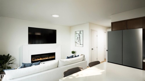 100 150 Cashman Crescent, Edmonton, AB - Indoor Photo Showing Living Room With Fireplace