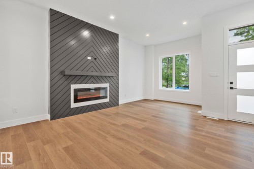 11036 128 Street, Edmonton, AB - Indoor Photo Showing Living Room With Fireplace