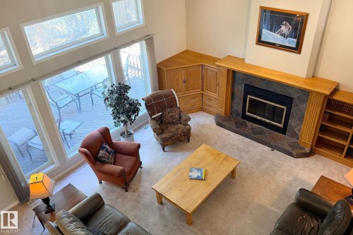 721 Butterworth Drive, Edmonton, AB - Indoor Photo Showing Living Room With Fireplace