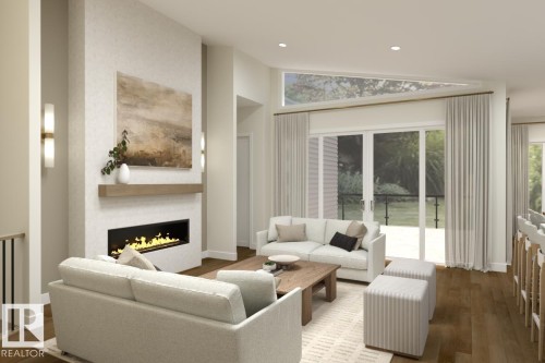 240 Hays Ridge Boulevard, Edmonton, AB - Indoor Photo Showing Living Room With Fireplace