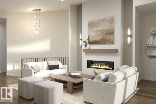 240 Hays Ridge Boulevard, Edmonton, AB - Indoor Photo Showing Living Room With Fireplace