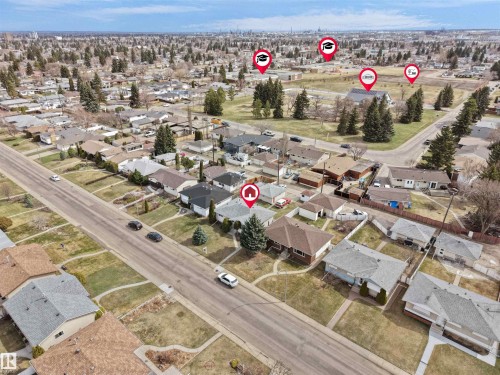 Aerial view of a residential neighborhood with single-story homes and tree-lined streets - 8703 73 Street, Edmonton, AB - Outdoor With View