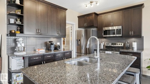 37 Codette Way, Sherwood Park, AB - Indoor Photo Showing Kitchen With Double Sink With Upgraded Kitchen