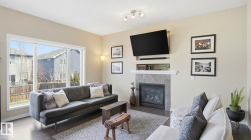 37 Codette Way, Sherwood Park, AB - Indoor Photo Showing Living Room With Fireplace