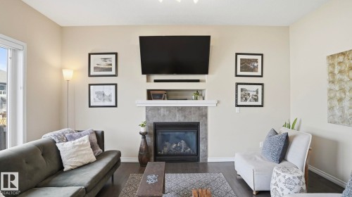 37 Codette Way, Sherwood Park, AB - Indoor Photo Showing Living Room With Fireplace
