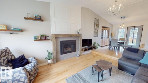 4116 55C Ave, Drayton Valley, AB - Indoor Photo Showing Living Room With Fireplace