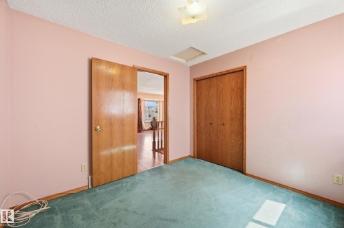 Carpeted room with a ceiling light fixture and wood-finish doors - 1242 Joyce Crescent, Edmonton, AB - Indoor Photo Showing Other Room