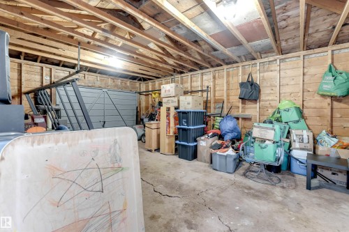 Garage with wood walls - 12202 45 Street, Edmonton, AB - Indoor Photo Showing Basement