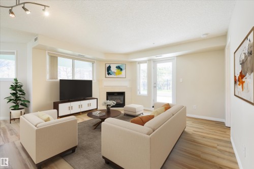 112 10311 111 Street, Edmonton, AB - Indoor Photo Showing Living Room With Fireplace