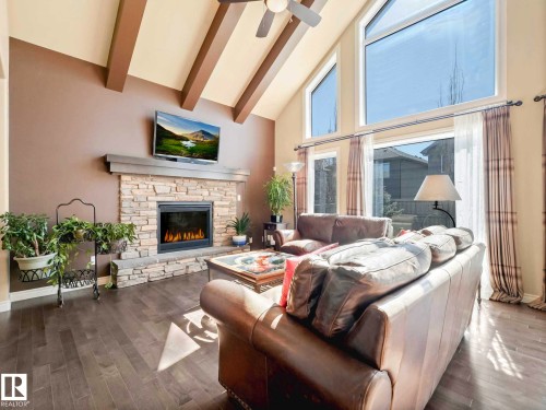3441 West Landing, Edmonton, AB - Indoor Photo Showing Living Room With Fireplace