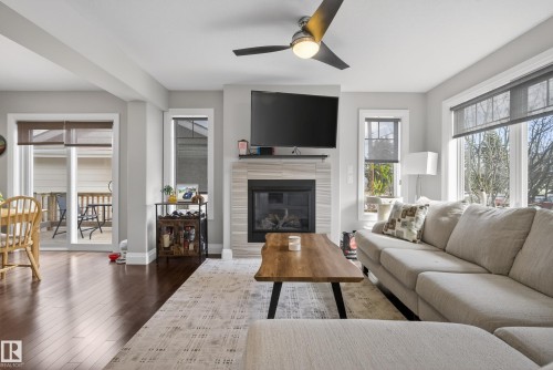 7008 97 Street, Edmonton, AB - Indoor Photo Showing Living Room With Fireplace