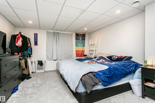 Room featuring light grey carpeting and recessed lighting - 9760 64 Avenue, Edmonton, AB - Indoor Photo Showing Bedroom