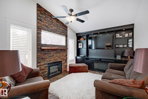 15003 128 Street, Edmonton, AB - Indoor Photo Showing Living Room With Fireplace