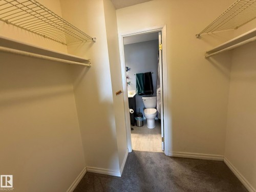 Walk-in closet with carpet flooring and dual wire shelving systems - 5 2204 118 Street, Edmonton, AB - Indoor With Storage