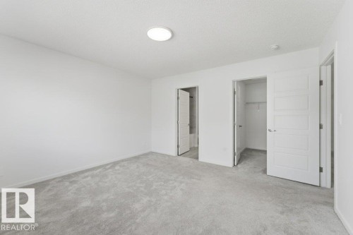 Spacious room featuring light gray carpet flooring, white walls, and a round flush-mount ceiling light - 2011 207 Street, Edmonton, AB - Indoor Photo Showing Other Room