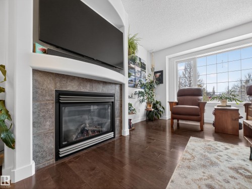 25 420 Hunters Green, Edmonton, AB - Indoor Photo Showing Living Room With Fireplace