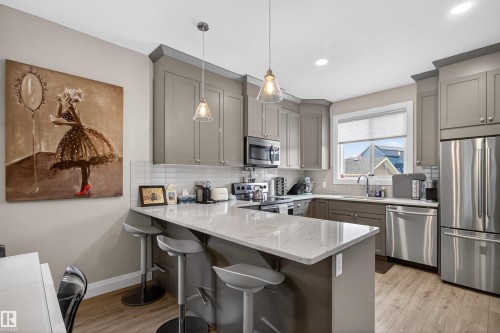 385 Charlesworth Drive, Edmonton, AB - Indoor Photo Showing Kitchen With Stainless Steel Kitchen With Upgraded Kitchen