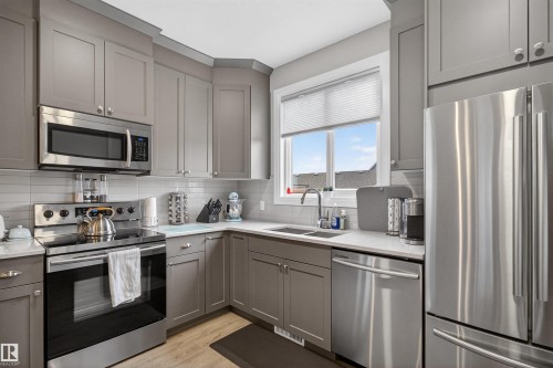 385 Charlesworth Drive, Edmonton, AB - Indoor Photo Showing Kitchen With Stainless Steel Kitchen With Double Sink With Upgraded Kitchen
