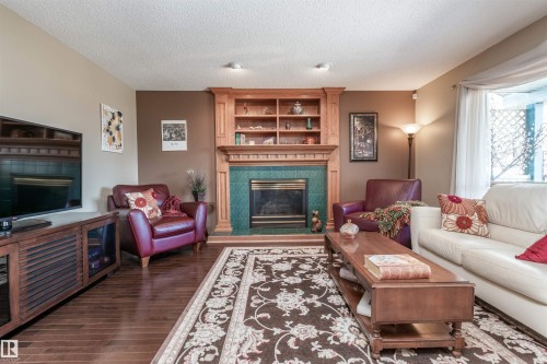 687 Meadowview Drive, Sherwood Park, AB - Indoor Photo Showing Living Room With Fireplace