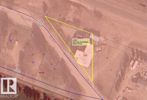 Property Parcel Map. Displaying the boundaries of the property and its immediate surroundings - 5002 50 Avenue, Fawcett, AB 