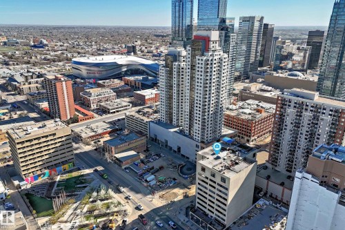 Expansive cityscape featuring a contemporary stadium, multiple high-rise buildings, and established urban infrastructure - 1003 10179 105 Street Nw, Edmonton, AB - Outdoor With View