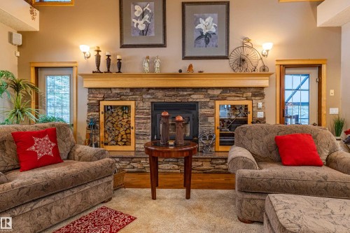 22031 Twp Rd 472, Rural Wetaskiwin County, AB - Indoor Photo Showing Living Room With Fireplace