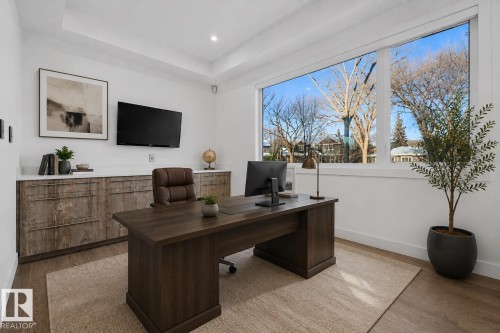 Staged as an office - 14643 92A Avenue, Edmonton, AB - Indoor Photo Showing Office