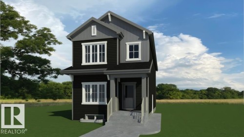 Two-story residence featuring a dark facade with light trim accents - 269 Falcon Crescent, Leduc, AB - Outdoor