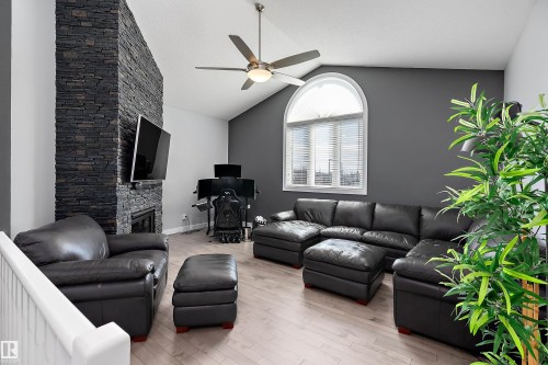 1223 117 Street, Edmonton, AB - Indoor Photo Showing Living Room With Fireplace