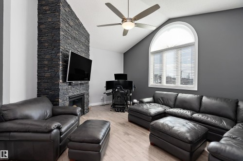 1223 117 Street, Edmonton, AB - Indoor Photo Showing Living Room With Fireplace