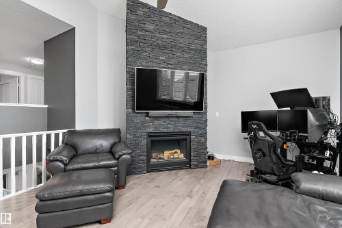 1223 117 Street, Edmonton, AB - Indoor Photo Showing Living Room With Fireplace
