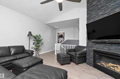 1223 117 Street, Edmonton, AB - Indoor Photo Showing Living Room With Fireplace