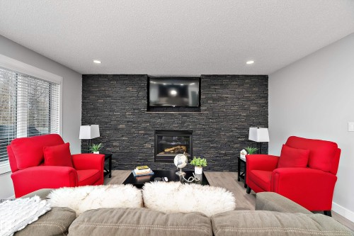 1223 117 Street, Edmonton, AB - Indoor Photo Showing Living Room With Fireplace