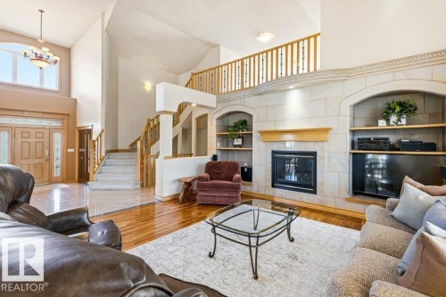 244 Wolf Willow Road, Edmonton, AB - Indoor Photo Showing Living Room With Fireplace