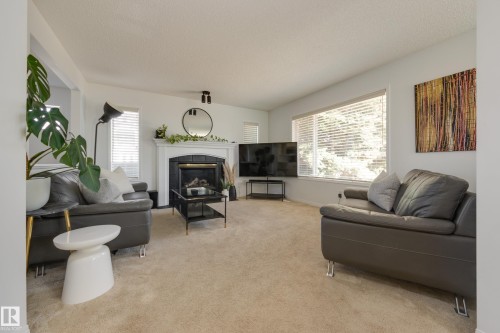 2061 Haddow Drive, Edmonton, AB - Indoor Photo Showing Living Room With Fireplace