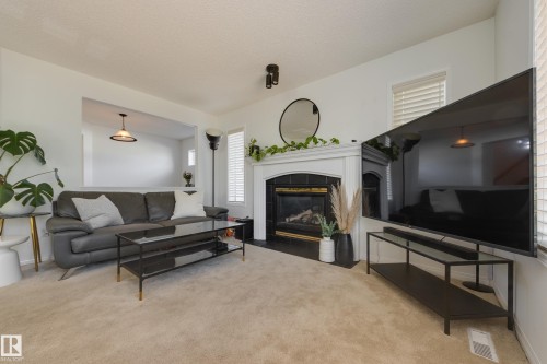 2061 Haddow Drive, Edmonton, AB - Indoor Photo Showing Living Room With Fireplace