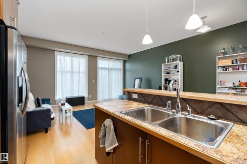 415 10531 117 Street, Edmonton, AB - Indoor Photo Showing Kitchen With Double Sink