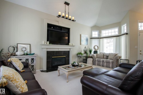 1403 Jefferys Crescent, Edmonton, AB - Indoor Photo Showing Living Room With Fireplace