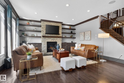 3706 Westcliff Way, Edmonton, AB - Indoor Photo Showing Living Room With Fireplace