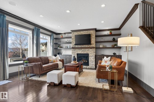3706 Westcliff Way, Edmonton, AB - Indoor Photo Showing Living Room With Fireplace