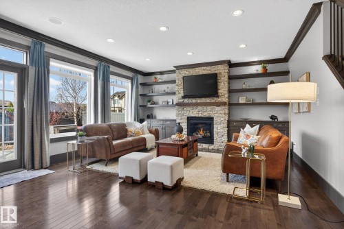 3706 Westcliff Way, Edmonton, AB - Indoor Photo Showing Living Room With Fireplace